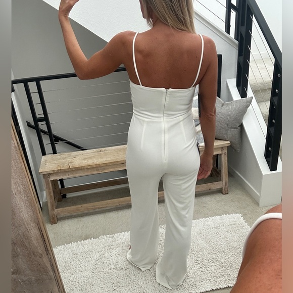 Lulus Cheers to Chic Ivory Sleeveless Wide-Leg Jumpsuit bridal wedding NWT S - Picture 10 of 17
